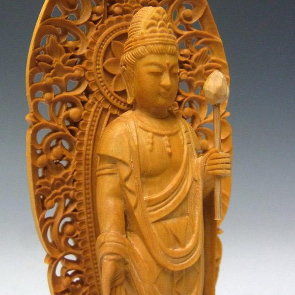 聖観音菩薩 立像 高さ15cm 柘植製 木彫り 仏像 : 仏像と縁起物の専門店