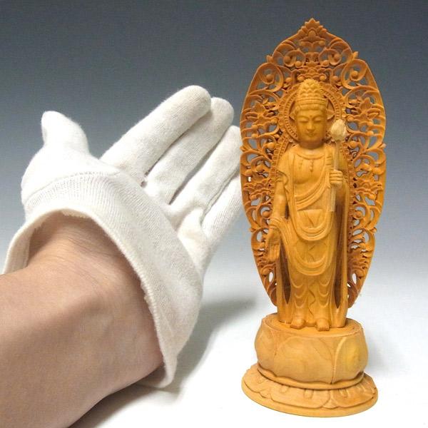 聖観音菩薩 立像 高さ15cm 柘植製 木彫り 仏像 : 仏像と縁起物の専門店