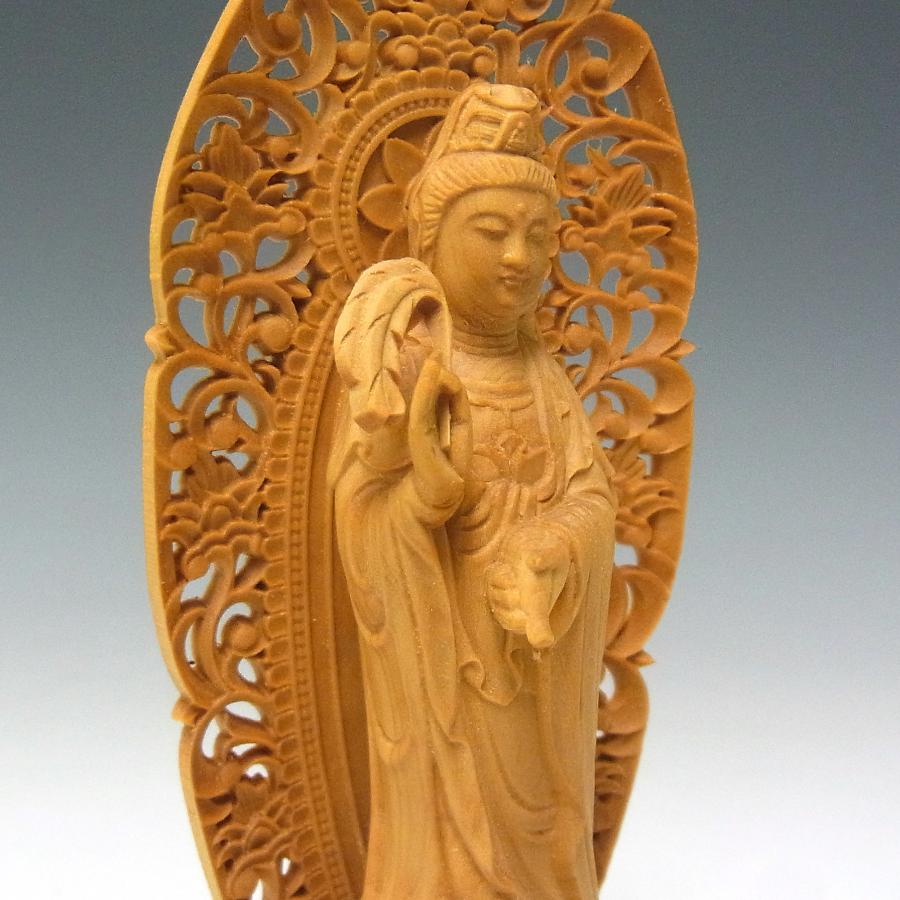 楊柳観音 立像 高さ15cm 柘植製 木彫り 仏像 : 仏像と縁起物の 楊柳観音 立像 高さ15cm 柘植製 木彫り 仏像 : 仏像と縁起物の