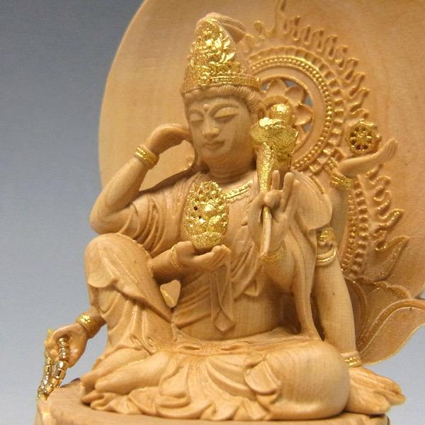 木彫り 仏像 金彩如意輪観音 坐像 高さ10.5cm 柘植製 : 仏像と 木彫り 仏像 金彩如意輪観音 坐像 高さ10.5cm 柘植製 : 仏像と