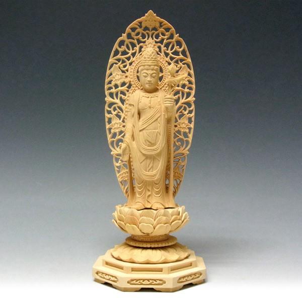 聖観音菩薩 立像 高さ21cm 柘植製 木彫り 仏像 : 仏像と縁起物の専門店