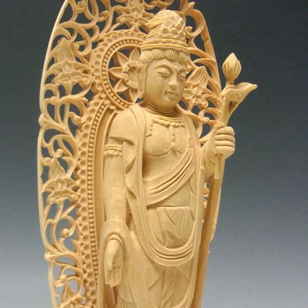 聖観音菩薩 立像 高さ21cm 柘植製 木彫り 仏像 : 仏像と縁起物の専門店