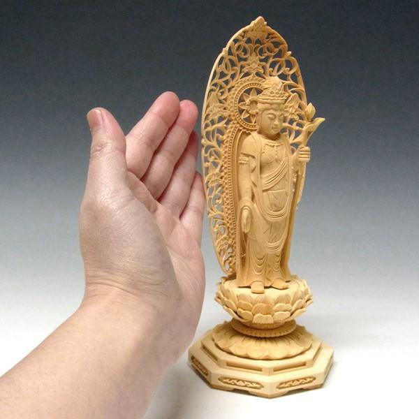 聖観音菩薩 立像 高さ21cm 柘植製 木彫り 仏像 : 仏像と縁起物の専門店