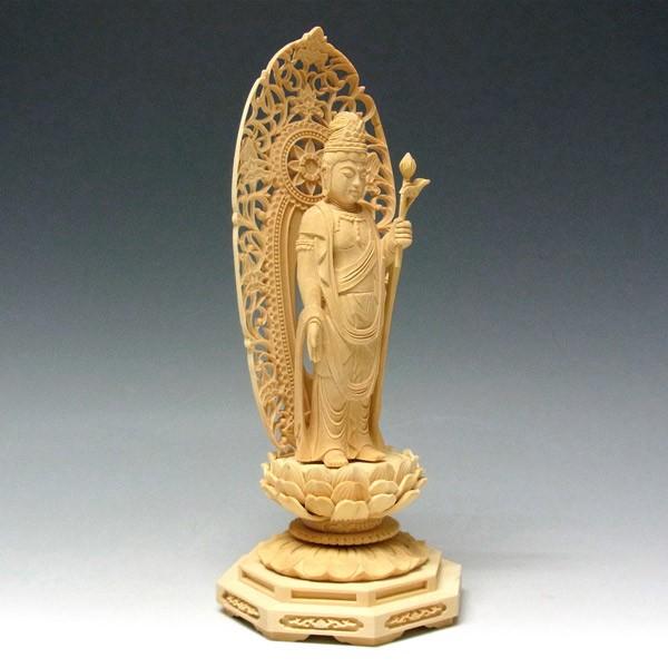 聖観音菩薩像　仏像　柘植 聖観音菩薩 立像 高さ21cm 柘植製 木彫り 仏像 : 仏像と縁起物の専門店