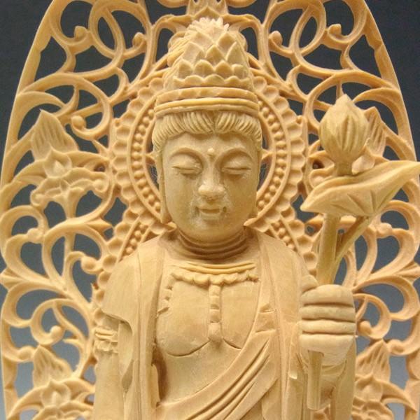 聖観音菩薩 立像 高さ21cm 柘植製 木彫り 仏像 : 仏像と縁起物の専門店