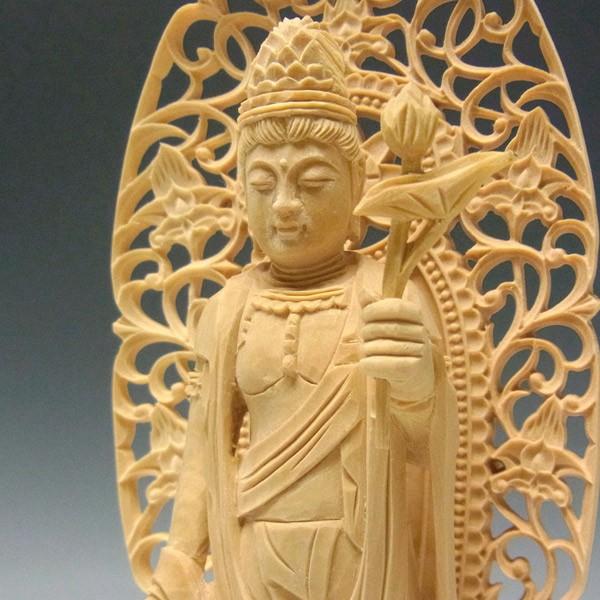 聖観音菩薩 立像 高さ21cm 柘植製 木彫り 仏像 : 仏像と縁起物の専門店
