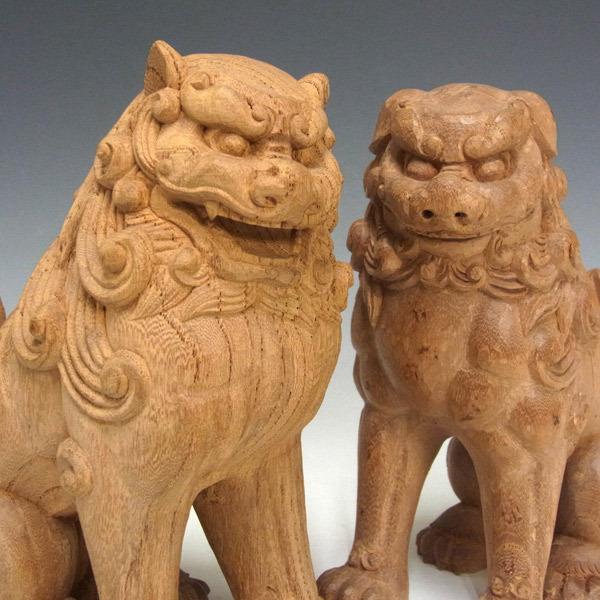 国産欅 木彫り 獅子狛犬 置物 高さ16cm :komainu2-YD:仏像と縁起物の専門店 龍祥本舗 - 通販 - Yahoo!ショッピング