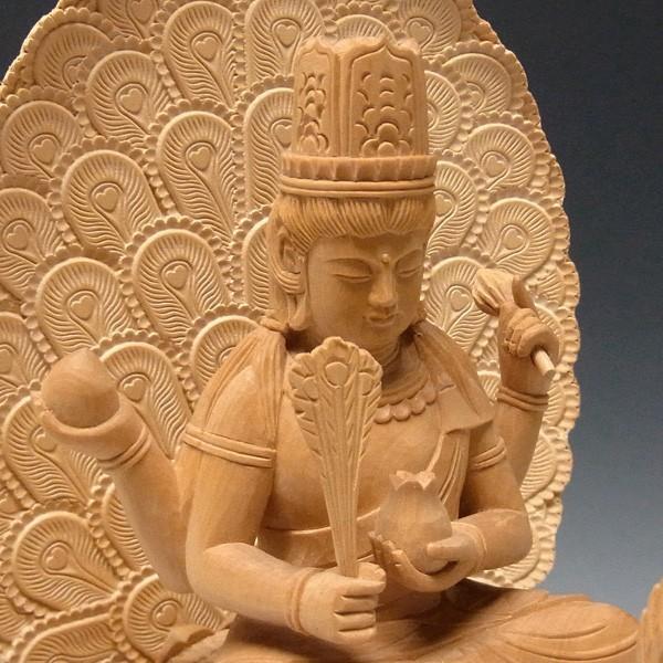 孔雀明王像 高さ31cm 柘植製 木彫り 仏像 : 仏像と縁起物の専門店 龍祥