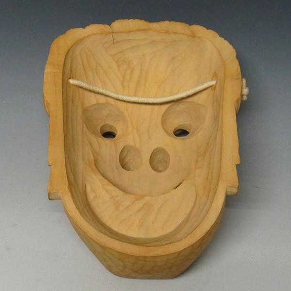 不動明王面 砥の粉オイル仕上げ 木彫り 楠面 お面 : 仏像と縁起物の