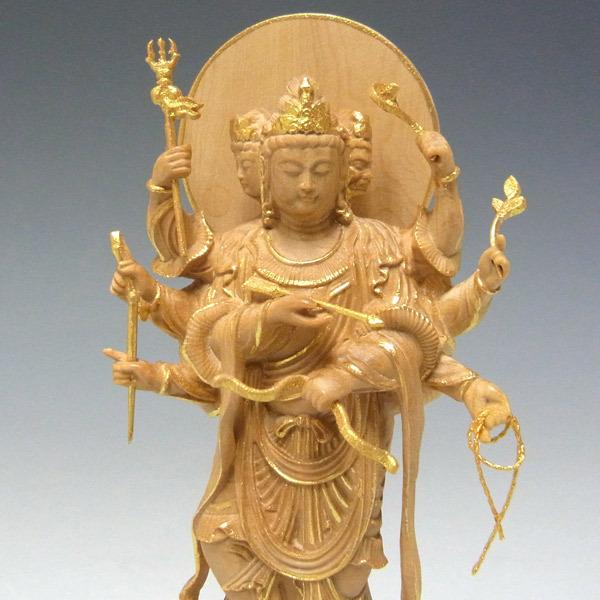 木彫り 仏像 金彩摩利支天 立像 高さ13cm 柘植製 : 仏像と縁起物の専門