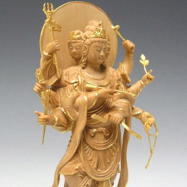 木彫り 仏像 金彩摩利支天 立像 高さ13cm 柘植製 : 仏像と縁起物の専門