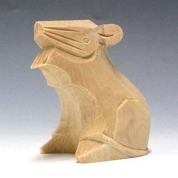 大黒ねずみ 木彫り ねずみ 置物 高さ6cm 干支 縁起物 楠製 鼠 手のひら