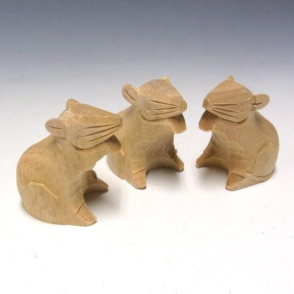 大黒ねずみ 木彫り ねずみ 置物 高さ6cm 干支 縁起物 楠製 鼠 手のひら