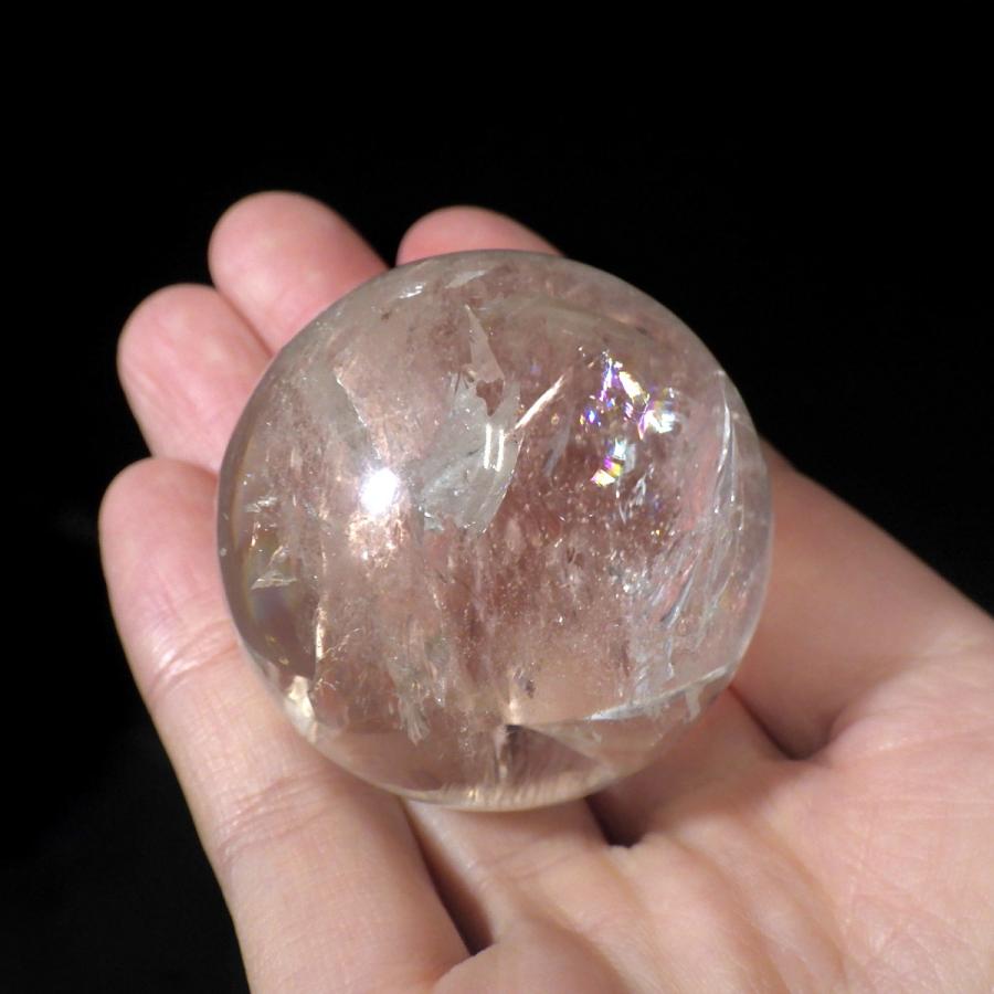 水晶球 直径45mm ブラジル産 金属台付き レインボー水晶 水晶球 直径45mm ブラジル産 金属台付き レインボー水晶