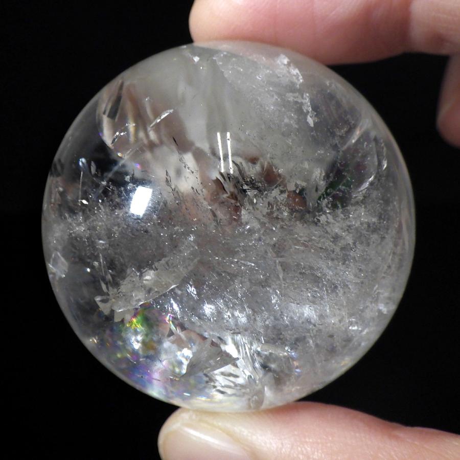 水晶球 直径45mm ブラジル産 金属台付き レインボー水晶 水晶球 直径45mm ブラジル産 金属台付き レインボー水晶