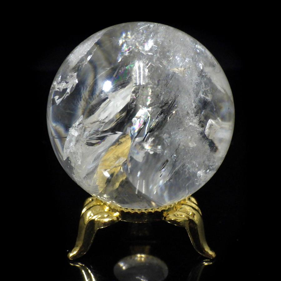 水晶球 直径45mm ブラジル産 金属台付き レインボー水晶 水晶球 直径45mm ブラジル産 金属台付き レインボー水晶