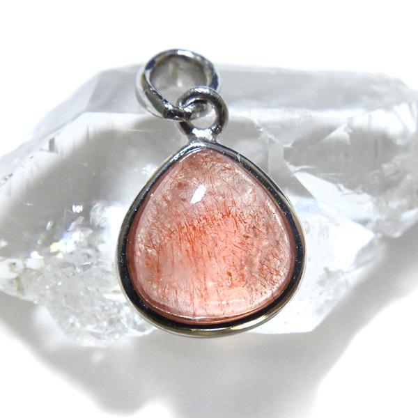 ストロベリークォーツ ペンダントトップ カボションカット しずく形