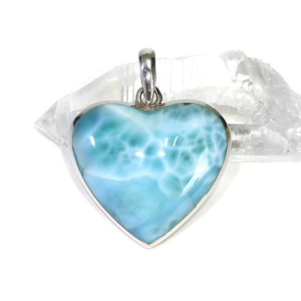 ラリマー ハート形ペンダントトップ ドミニカ共和国産 天然石