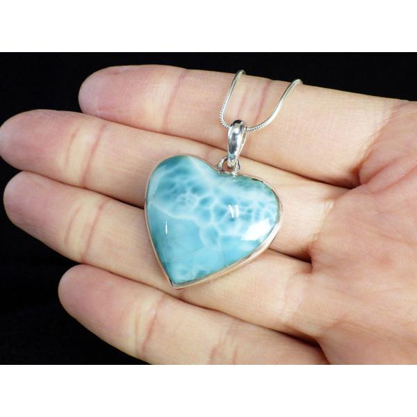 ラリマー ハート形ペンダントトップ ドミニカ共和国産 天然石