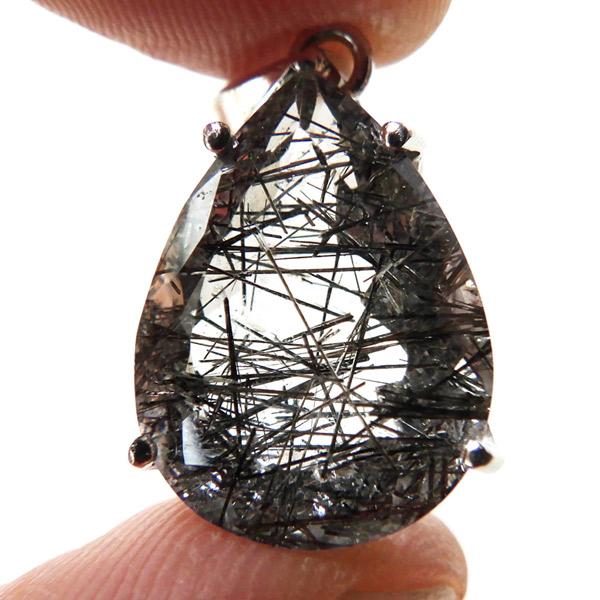 ブラックトルマリンインクォーツ ペンダントトップ ブラジル産 天然石