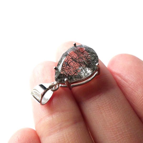 ブラックトルマリンインクォーツ ペンダントトップ ブラジル産