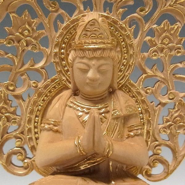 釈迦三尊像 高さ20cm 柘植製 釈迦如来 文殊菩薩 普賢菩薩 木彫り 仏像