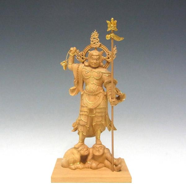 木彫り 仏像 金彩四天王 立像 高さ11.5cm 柘植製 : 仏像と縁起物 木彫り 仏像 金彩四天王 立像 高さ11.5cm 柘植製 : 仏像と縁起物