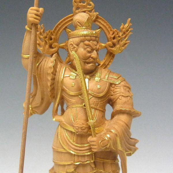 木彫り 仏像 金彩四天王 立像 高さ11.5cm 柘植製 : 仏像と縁起物 木彫り 仏像 金彩四天王 立像 高さ11.5cm 柘植製 : 仏像と縁起物