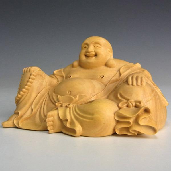 木彫り 布袋 置物 柘植製 高さ5.5cm : 仏像と縁起物の専門店 龍祥本舗