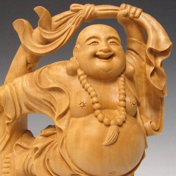 中国　唐木黄楊木彫刻　布袋座像　置物　C　R6716E 木彫り 踊り布袋 置物 柘植製 高さ17cm : 仏像と縁起物の専門店