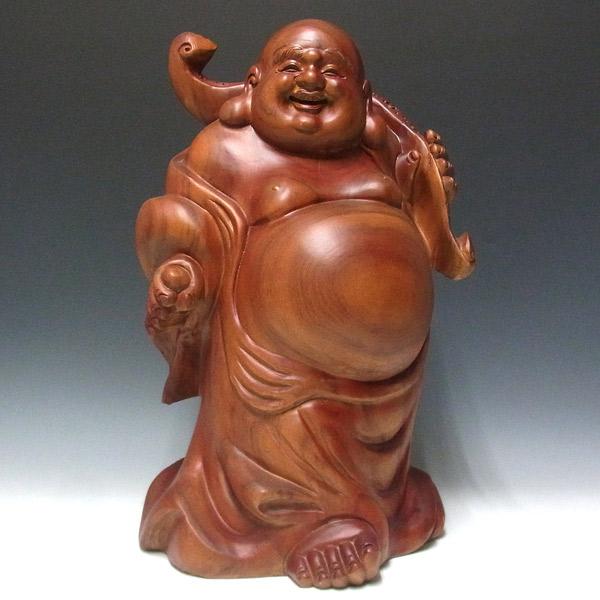楠 どっしりとした木彫りの布袋 53cm 置物 布袋様 : 仏像と縁起物の
