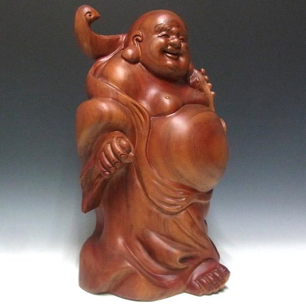 楠 どっしりとした木彫りの布袋 53cm 置物 布袋様 : 仏像と縁起物の