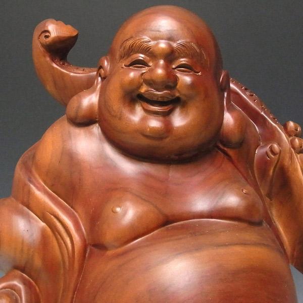 楠 どっしりとした木彫りの布袋 53cm 置物 布袋様 : 仏像と縁起物の