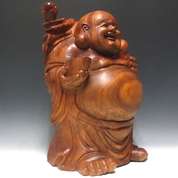 楠 どっしりとした木彫りの布袋 52cm 置物 布袋様 : 仏像と縁起物の