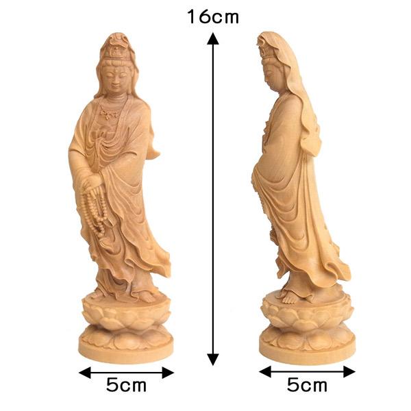 聖観音菩薩 立像 高さ16cm 柘植製 木彫り 仏像 : 仏像と縁起物の専門店