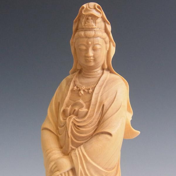 聖観音菩薩 立像 高さ16cm 柘植製 木彫り 仏像 : 仏像と縁起物の専門店