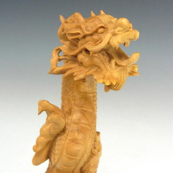 木彫りの昇り龍 高さ25cm 置物 柘植 木彫りの龍 : 仏像と縁起物の専門