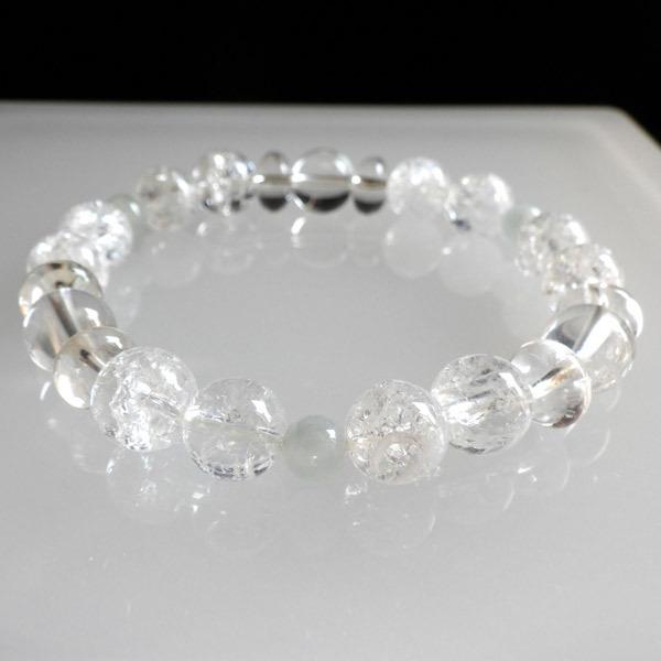 クラッククォーツ 水晶 アクアマリン オリジナルデザインブレスレット