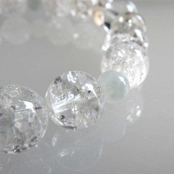 クラッククォーツ 水晶 アクアマリン オリジナルデザインブレスレット