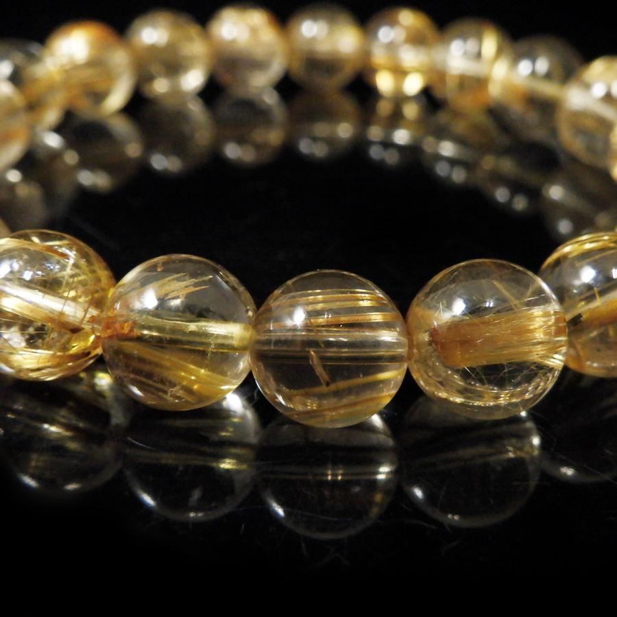 ルチルクォーツ ブレスレット 9mm玉 内周16.5cm 天然石 パワーストーン