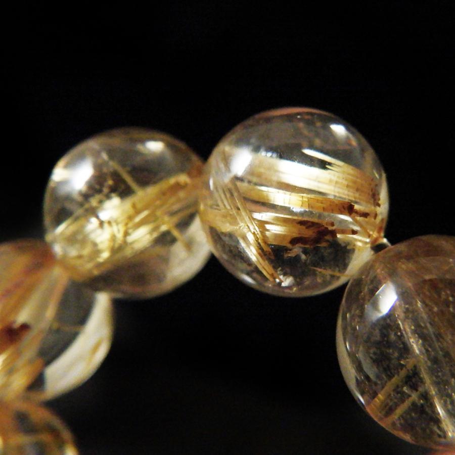 ルチルクォーツ ブレスレット 9mm玉 内周16.5cm 天然石