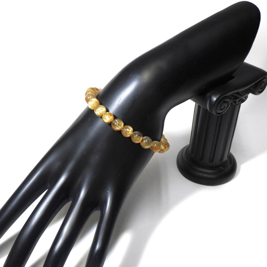 ルチルクォーツ ブレスレット 8mm玉 内周16cm 天然石