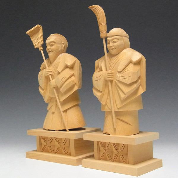 木彫り 高砂 置物 高さ24cm 桧製 : 仏像と縁起物の専門店 龍祥本舗
