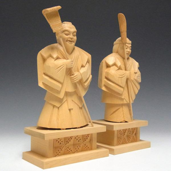 木彫り 高砂 置物 高さ24cm 桧製 : 仏像と縁起物の専門店 龍祥