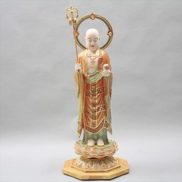 彩色地蔵菩薩 立像 高さ93cm 楠製 木彫り 仏像 : 仏像と縁起物の 彩色地蔵菩薩 立像 高さ93cm 楠製 木彫り 仏像 : 仏像と縁起物の