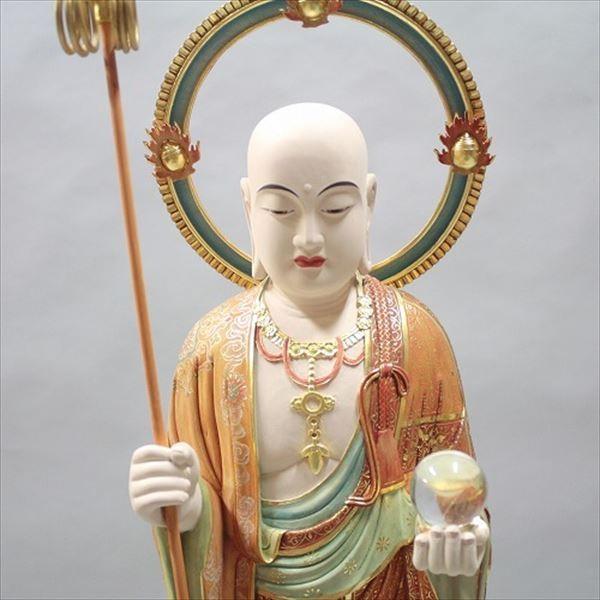 彩色地蔵菩薩 立像 高さ93cm 楠製 木彫り 仏像 : 仏像と縁起物の 彩色地蔵菩薩 立像 高さ93cm 楠製 木彫り 仏像 : 仏像と縁起物の