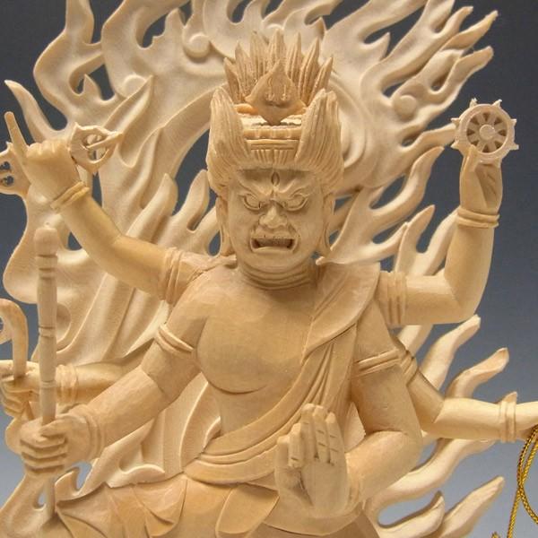 烏枢沙摩明王 立像 高さ23cm 桧製 うすさま明王 木彫り 仏像 : 仏像と