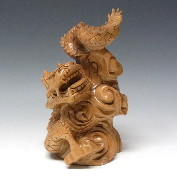木彫りの龍 置物 高さ 楠製 木彫り 竜 :  : 仏像と縁起物の