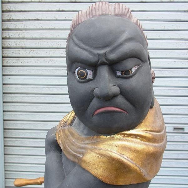 古色不動三尊像 立像 特大高さ206cm 楠製 木彫り 仏像の画像