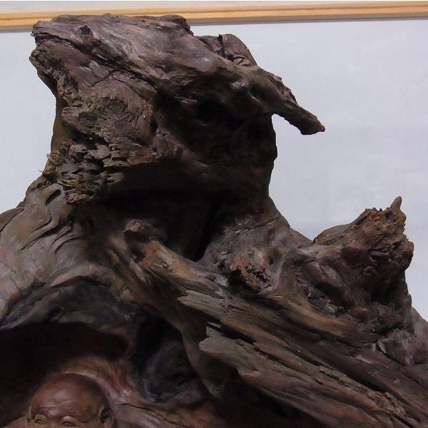 木彫り 布袋様 置物 一位製 ガラスケース付き 七福神 : 仏像と縁起物の